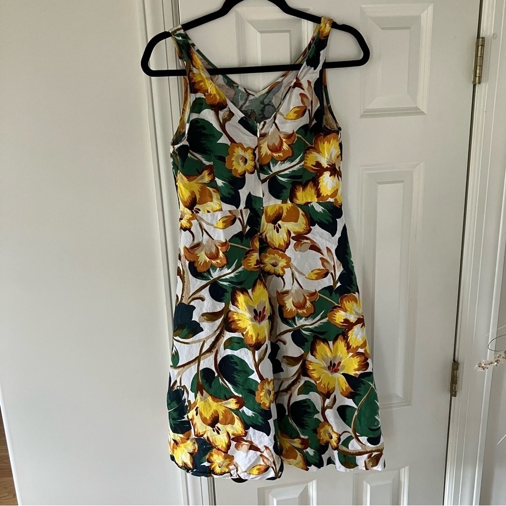 Ann Taylor Factory Floral Sleeveless Midi Linen Dress (6) - Picture 2 of 7